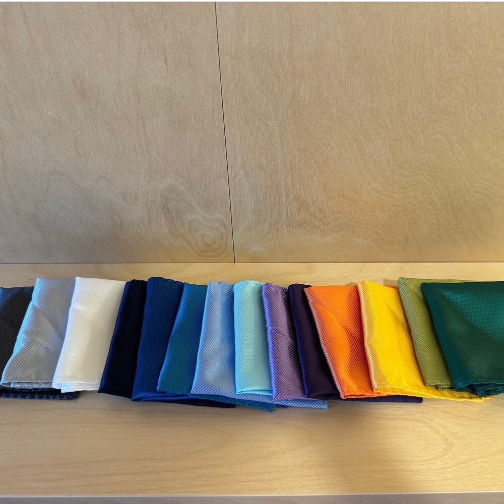Lot of 14 Pocket Squares 8.5” Solid Color Handkerchiefs Multicolor Small Set